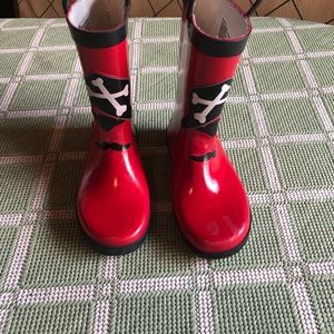Kids red pirate shoes rain boots
